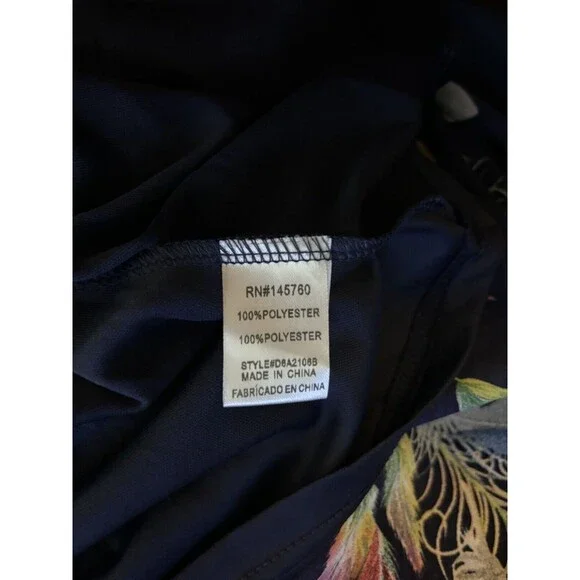 I Joah (S) Blue Colorful Feather Print Lined Adjustable Spaghetti Strap Dress - Picture 8 of 12